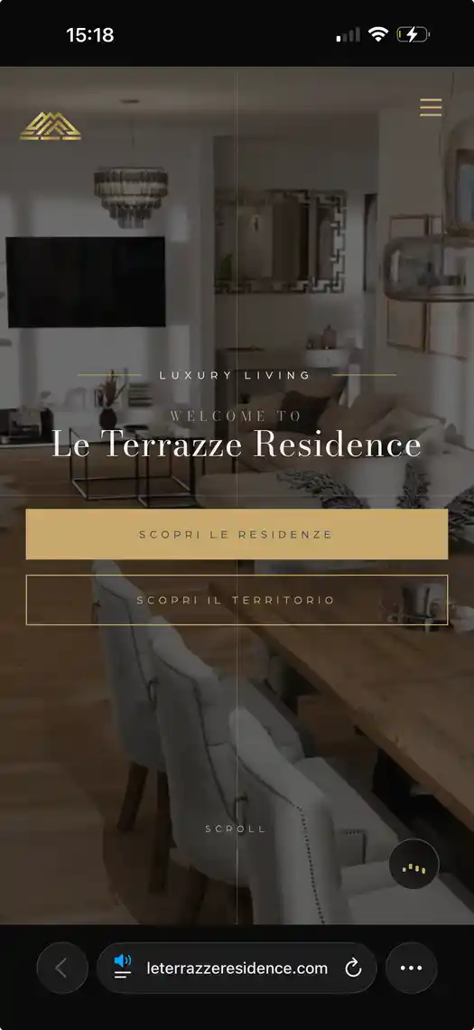 Il sito Le Terrazze Residence su smartphone