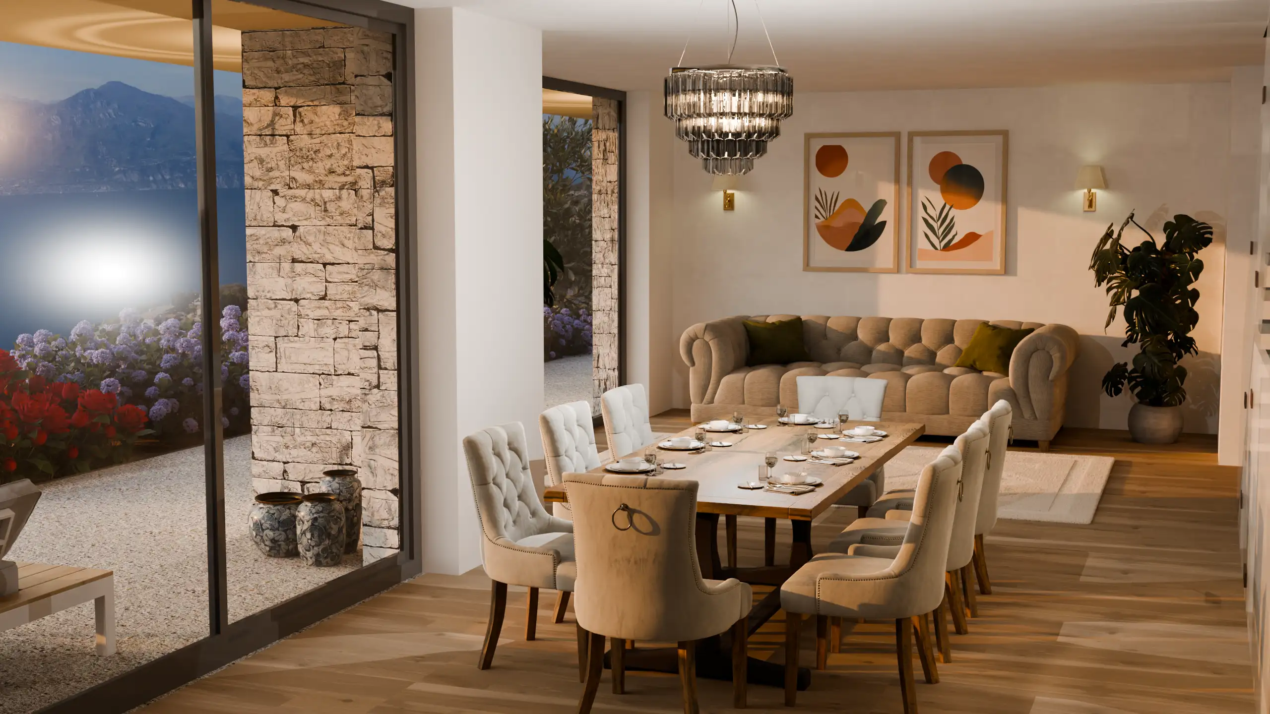 Villa Azzurra, sala da pranzo e soggiorno